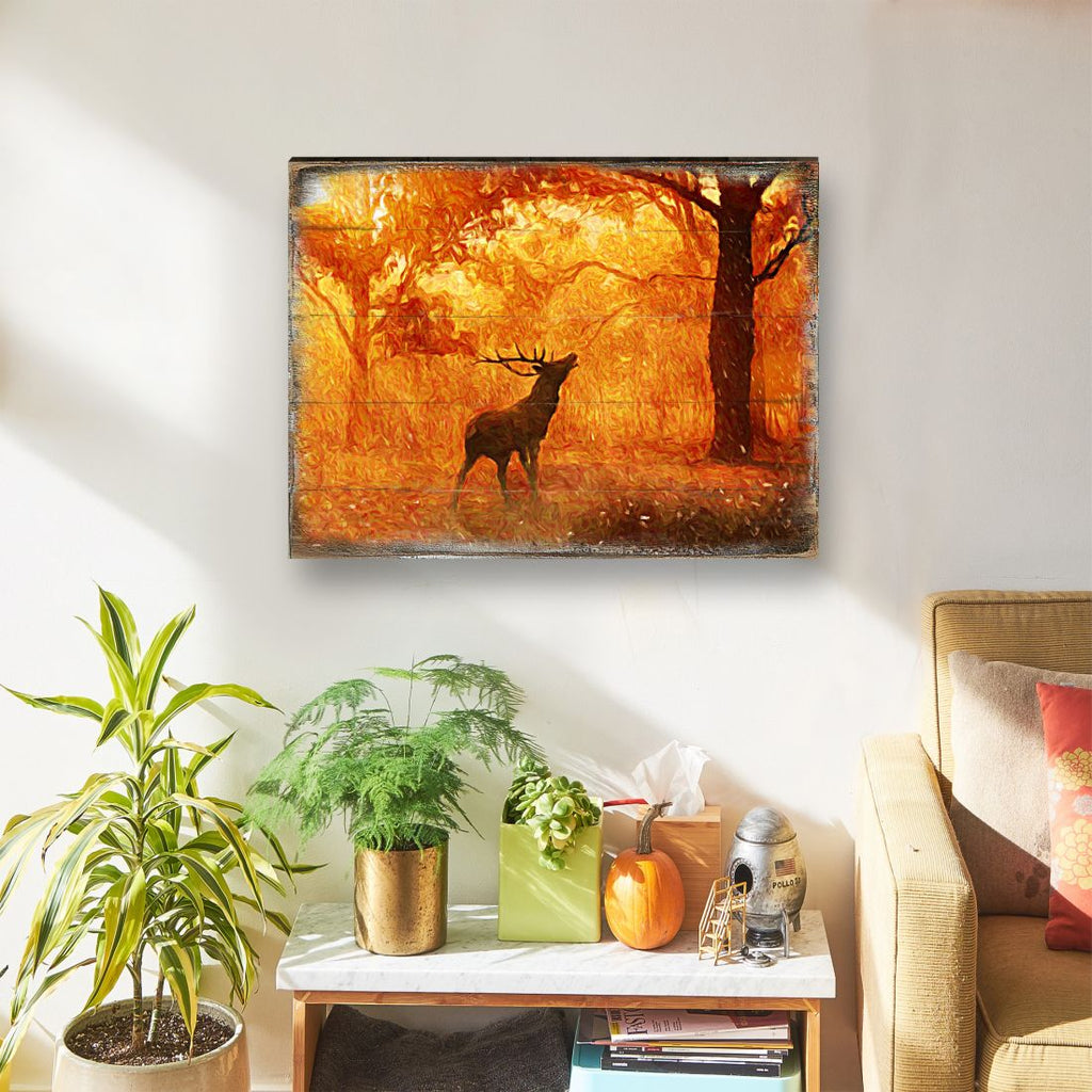 Forest Fire Art Wooden Wall Art by Nature Wonders - Nature Wildlife Decor  - 95291B