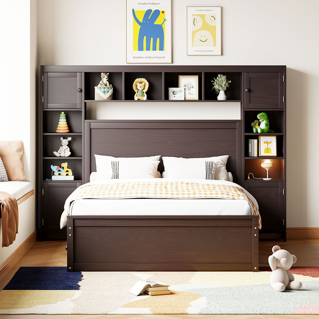 Bed With All In One Cabinet, Shelf And Sockets, Trundle