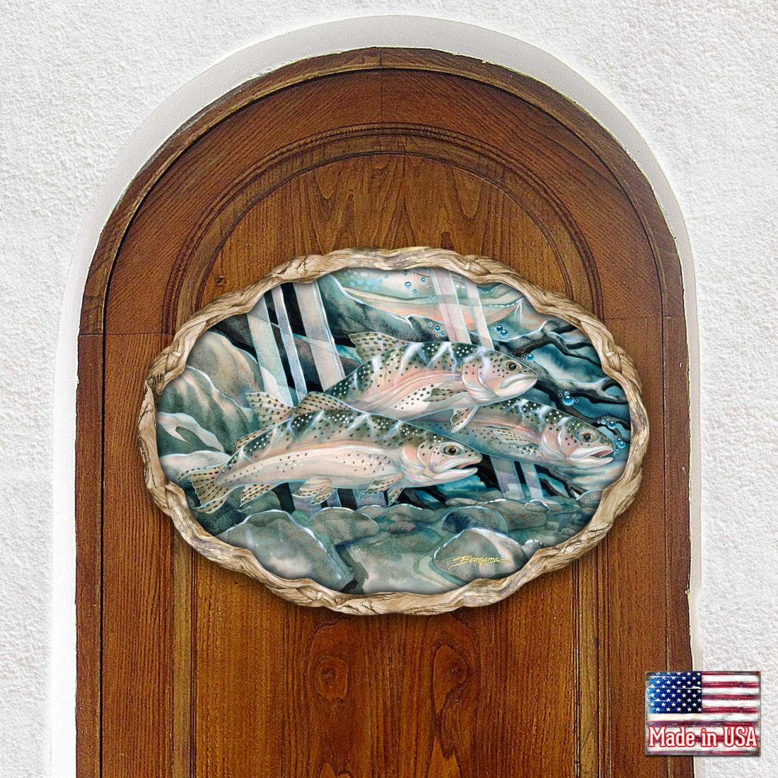 Catch the Rainbow Trout Wildlife Wall Art - J. Bergsma - Wildlife Holiday Decor - 8591674W-JB