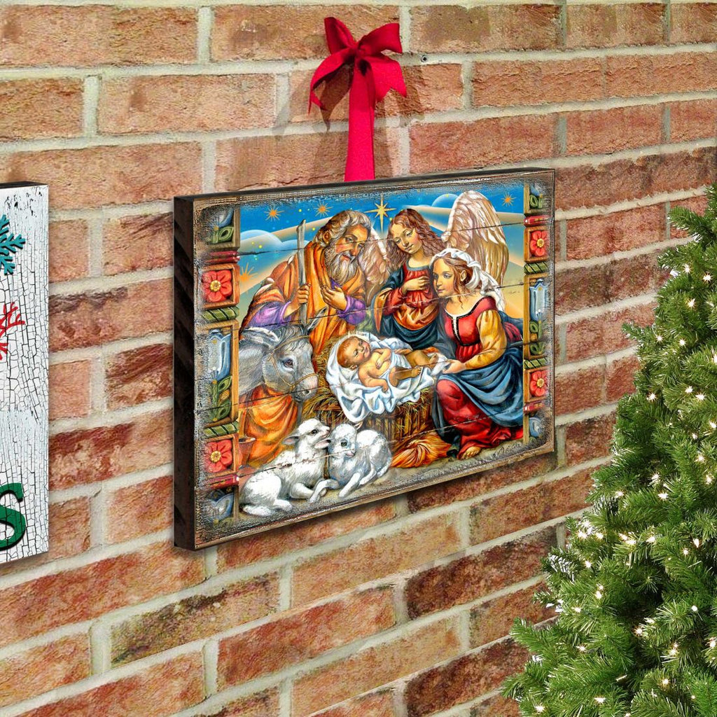 Hitchin Nativity Wooden Wall Art by G. DeBrekht - Nativity Holiday Decor - 8614031B