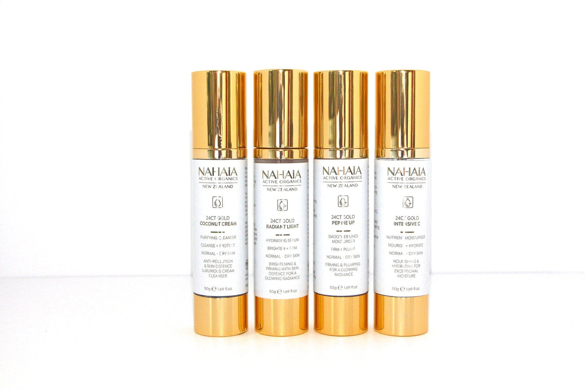 24KT GOLD ANTI-AGEING 4 PACK - Coconut Cream, Radiant Light, Pep me up, Intensive C