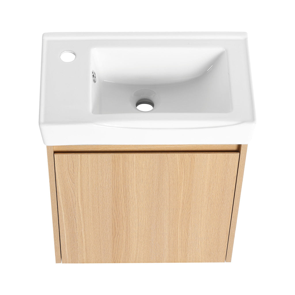 Modern Bathroom Vanity With Ceramic Basin, Wall Mounted Floating Sink Combo, Storage Cabinet