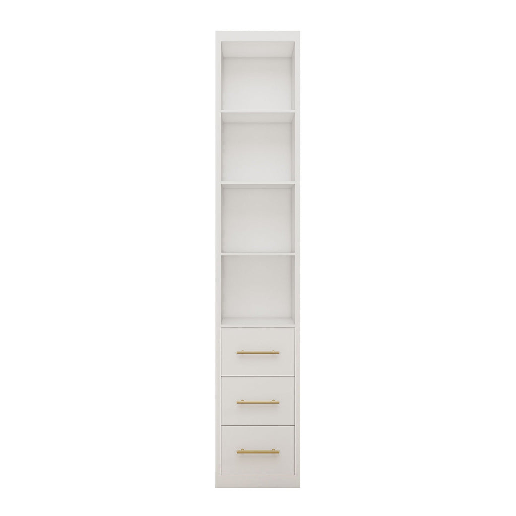 Tall Storage Cabinet With 3 Drawers For Bedroom - White