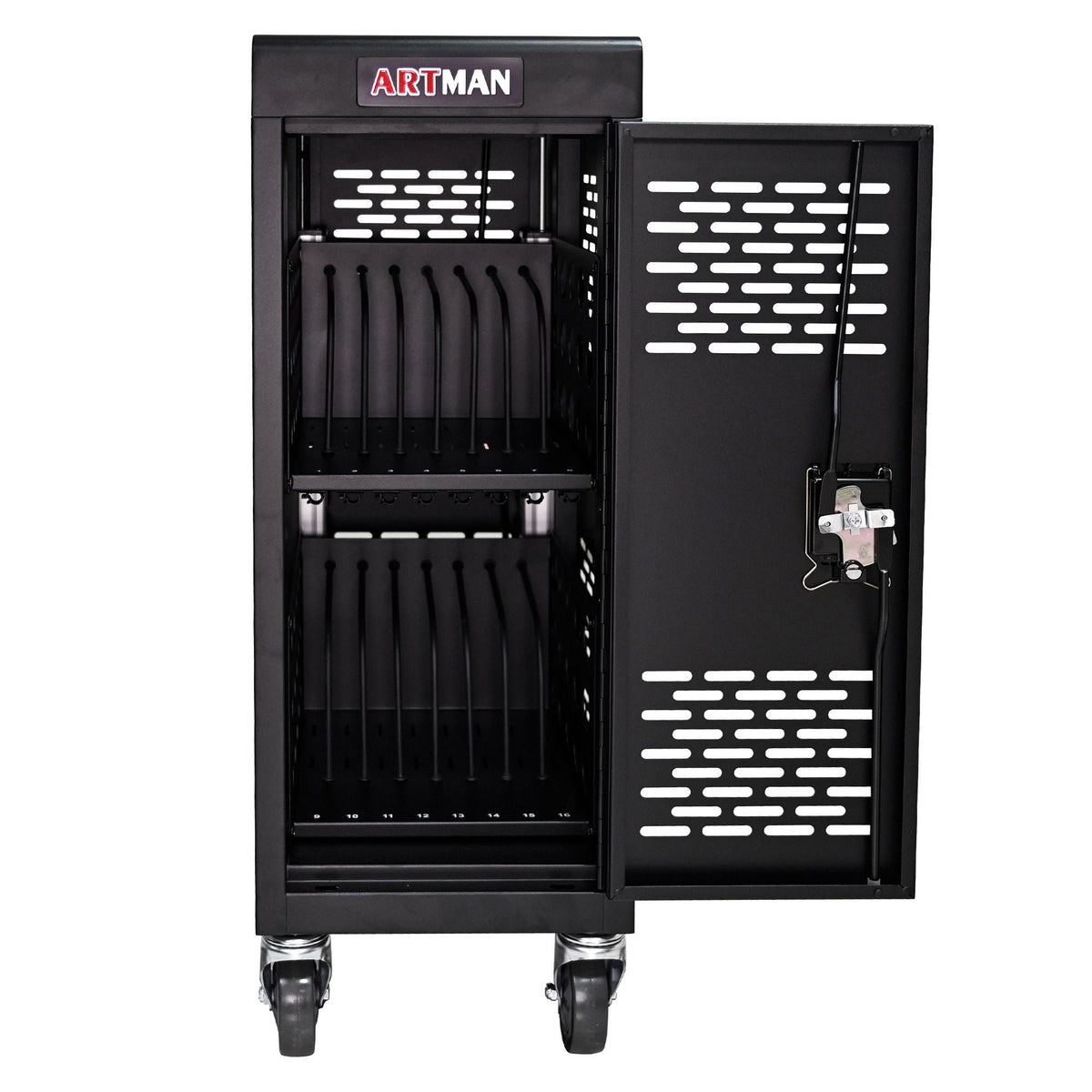 16 Bay Mobile School Charging Cart Station For book, Tablet And Laptop Computer With Power Strip Included