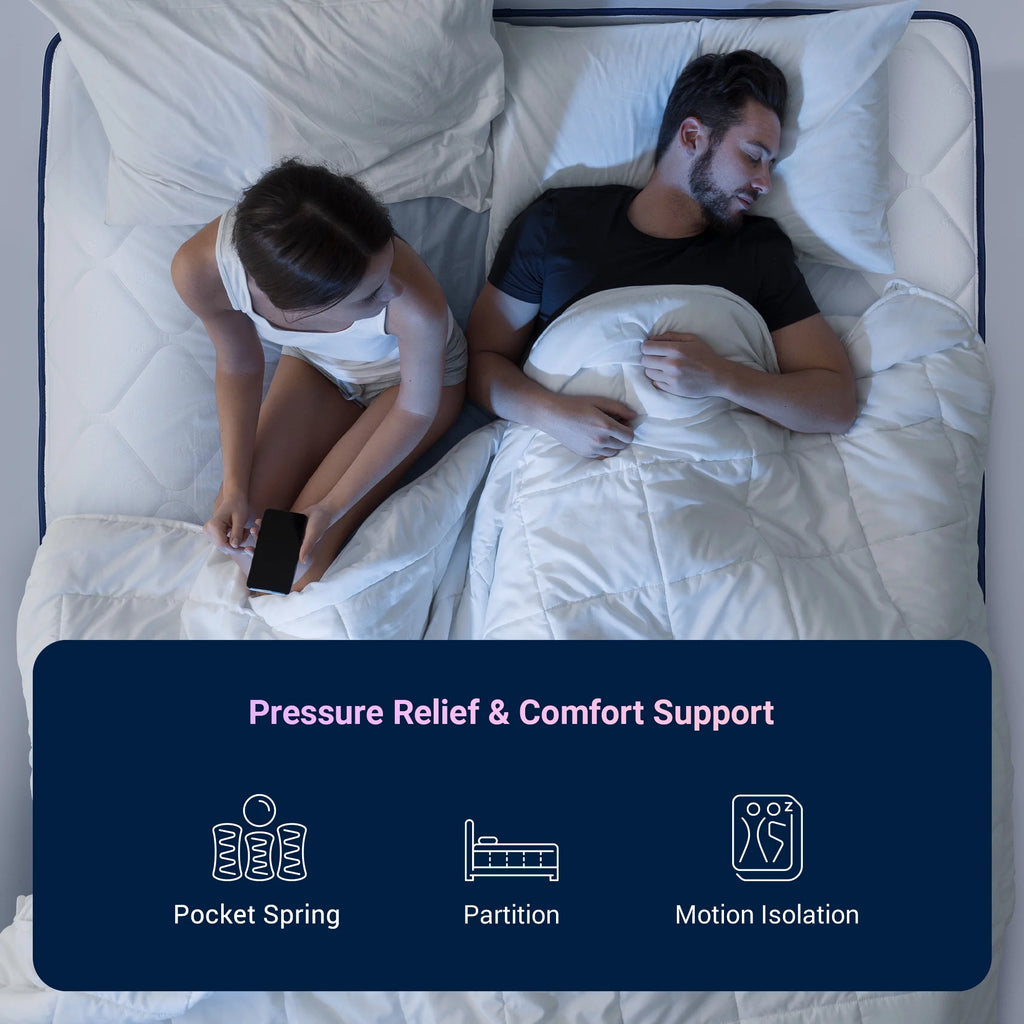 Breezure Pocket Spring Hybrid Queen Size Mattress 12 Inch Motion Isolation Mattresses in a Box,Medium Firm