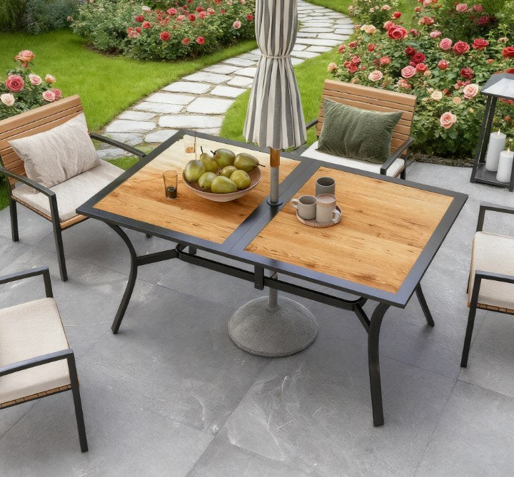 Stable Faux Wood Rectangle Outdoor Dining Table