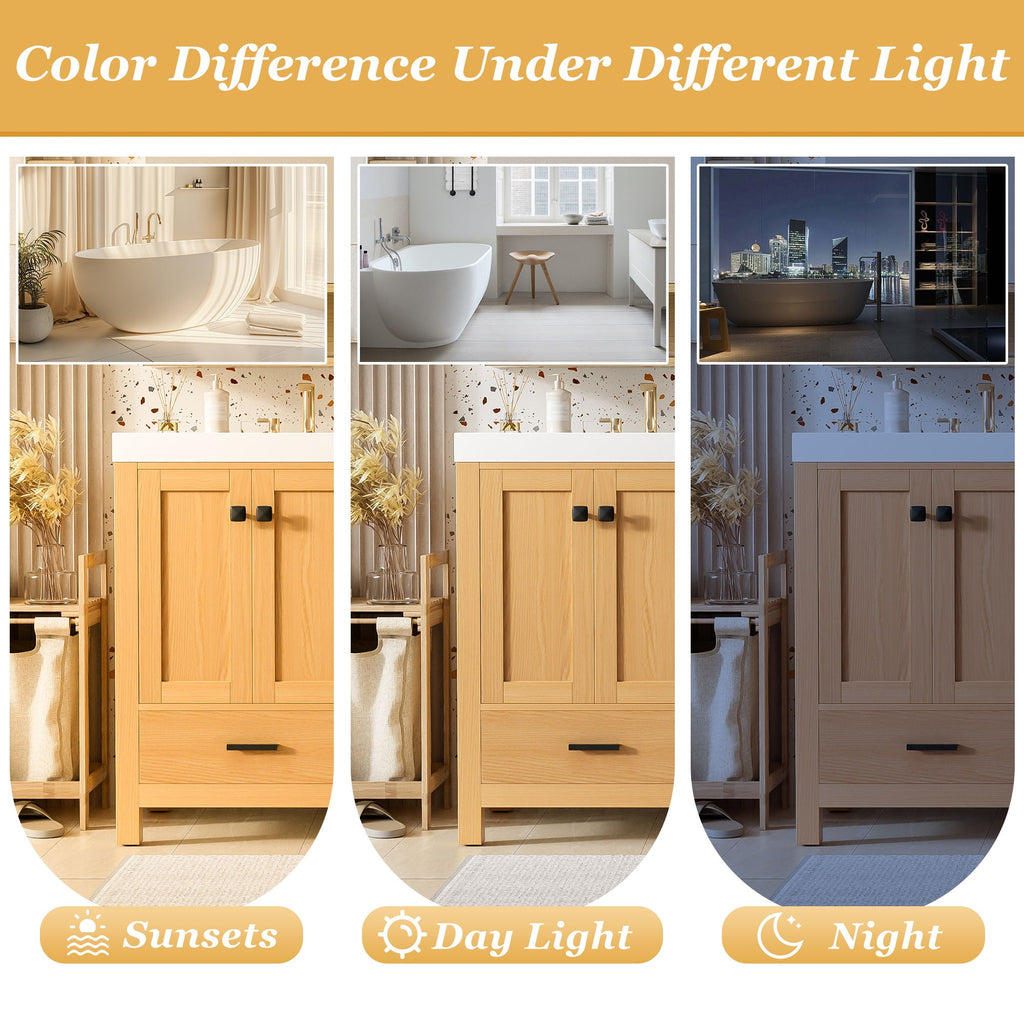 Bathroom Vanity With Double Sink, Soft Close Doors & Drawers Handles - Wood