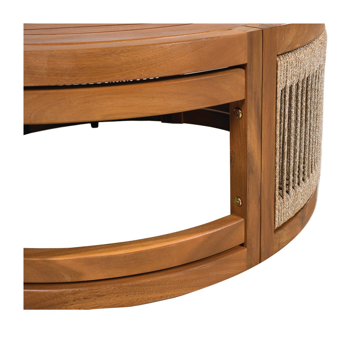 27.95" Acacia Wood Outdoor Coffee Table with Handwoven Rope Accent