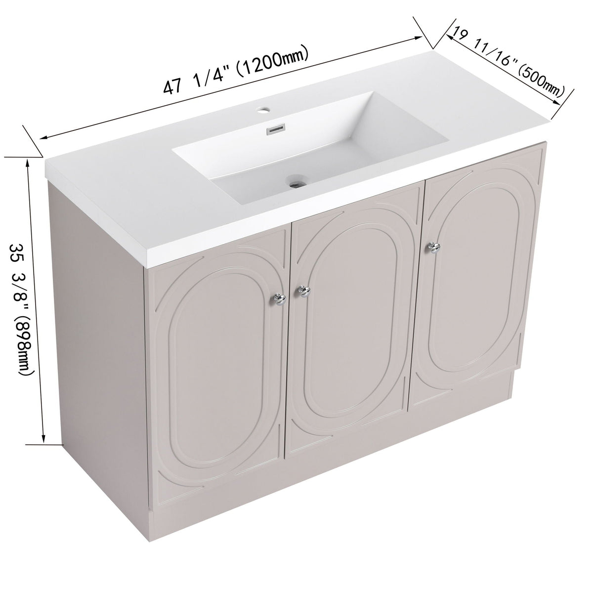 Contemporary Freestanding Bathroom Vanity With Resin Sink & Soft-Close Cabinet Doors
