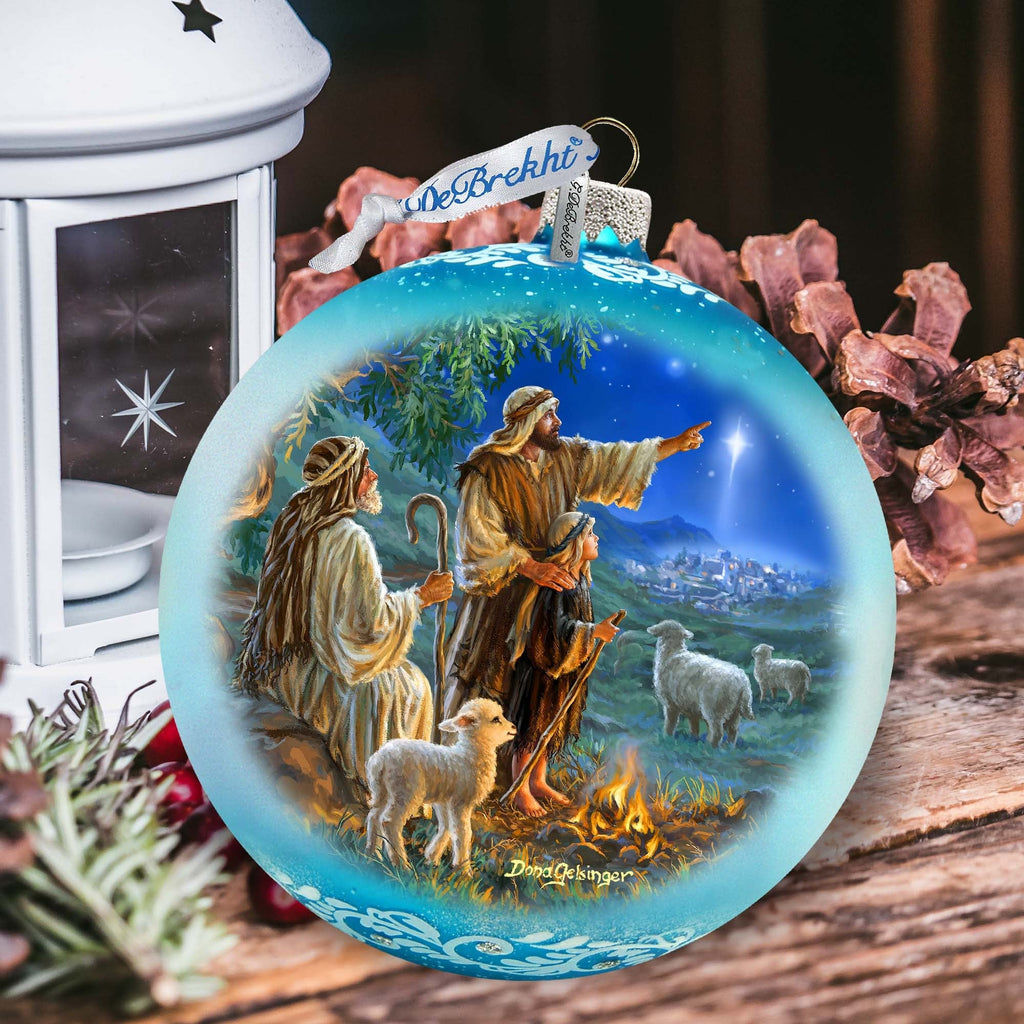 Shepherds Keeping Watch Lg Glass Ornament by D. Gelsinger - Nativity Holiday Decor - 73954