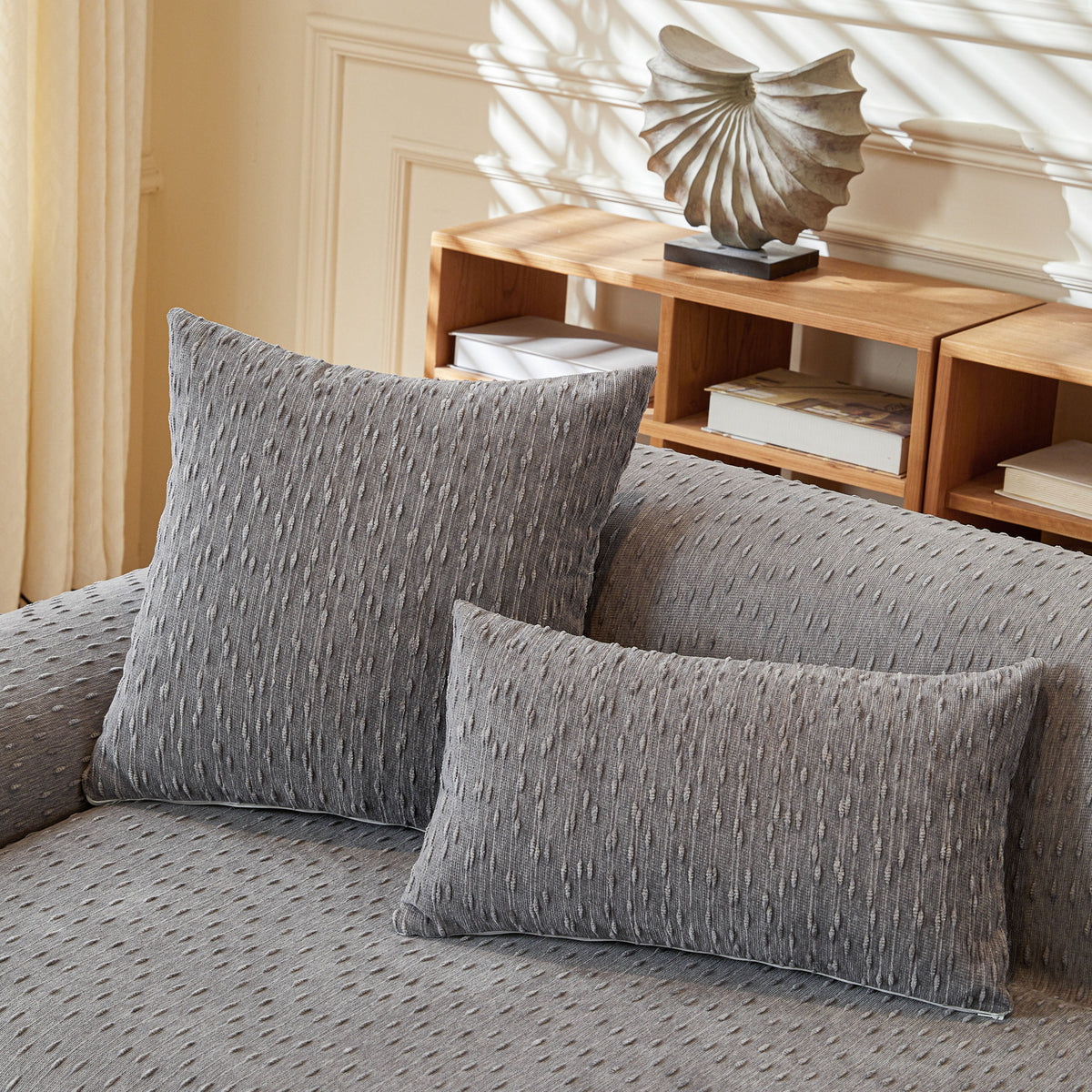 Textured Throw Blanket with 3D Dobby Weave, Minimalist Furniture Protector for Couch