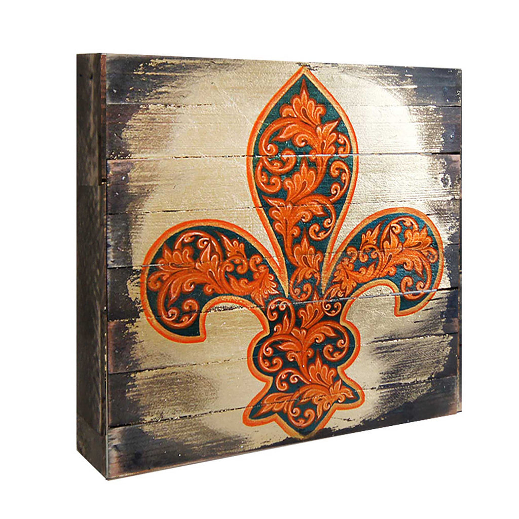 Cross Fleur de Lis Wooden Gold Plated Wall Art by Museum Icon - Celtic Decor - 850442-09