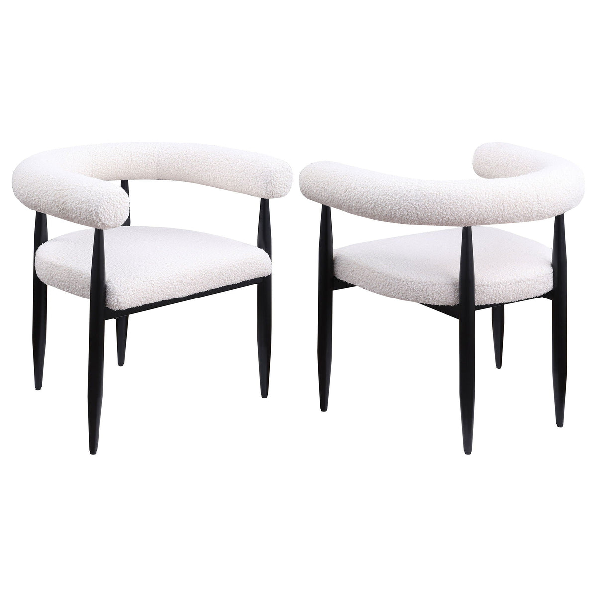 Notting - Upholstered Dining Arm Chair (Set of 2) In And Open C Shaped Backrest - Cream