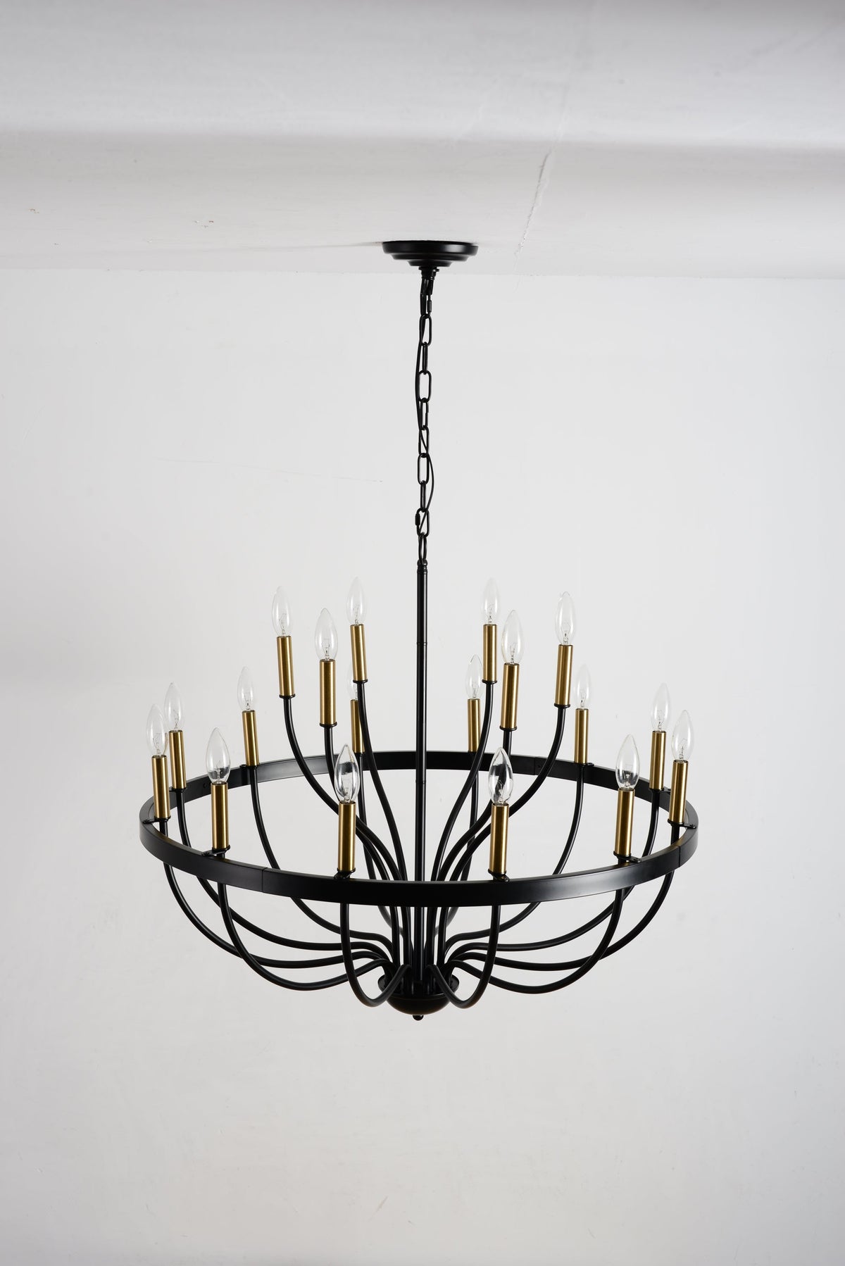 15-Light Industrial Iron Candle Chandelier Modern Farmhouse Pendant Light