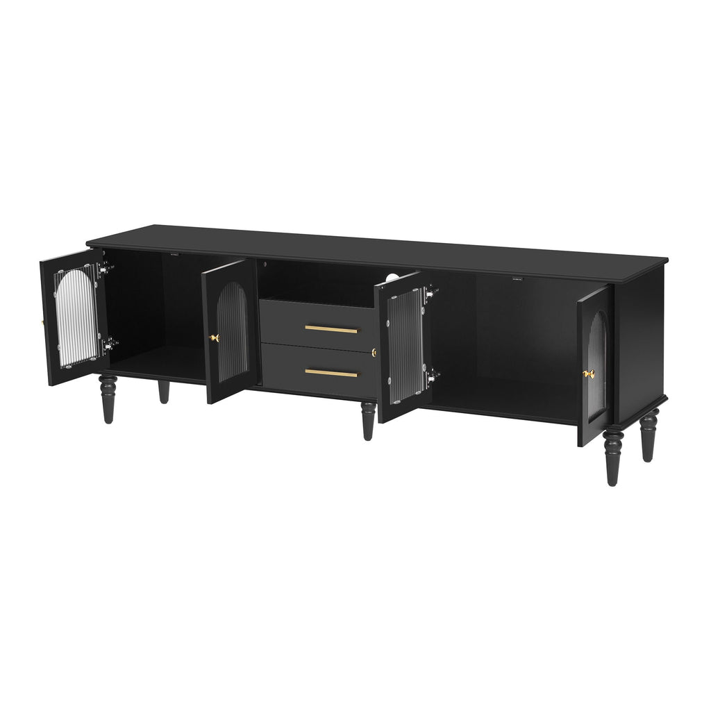 TV Stand For TVs Up To 75", Entertainment Center Media Console For Living Room - Black