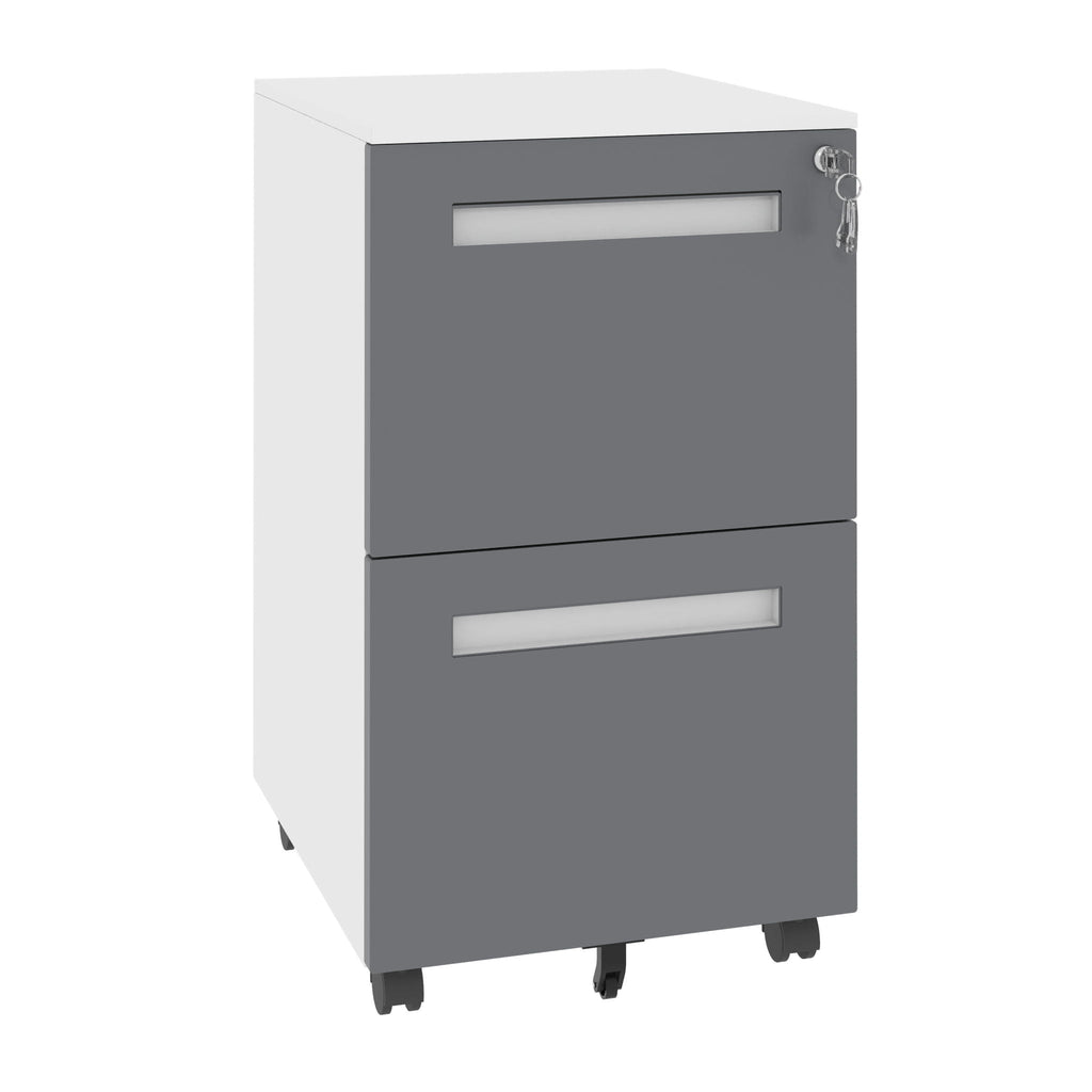 2-Drawer Mobile File Cabinet With Lock,On 360° Wheels, Holds A4/Letter/Legal Files - White