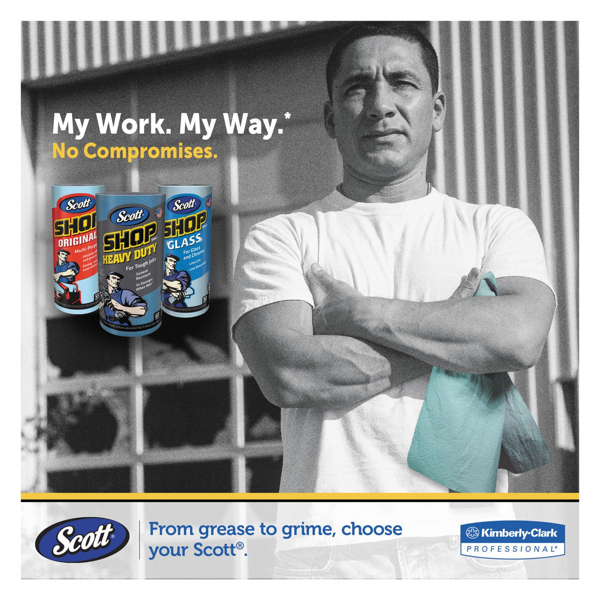 Scott Shop Towels, Standard Roll, 1-Ply, 9.4 x 11, Blue, 55/Roll, 30 Rolls/Carton
