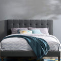 Paisley Upholstered Biscuit Tufted Performance Velvet Full / Queen Headboard Size in Gray