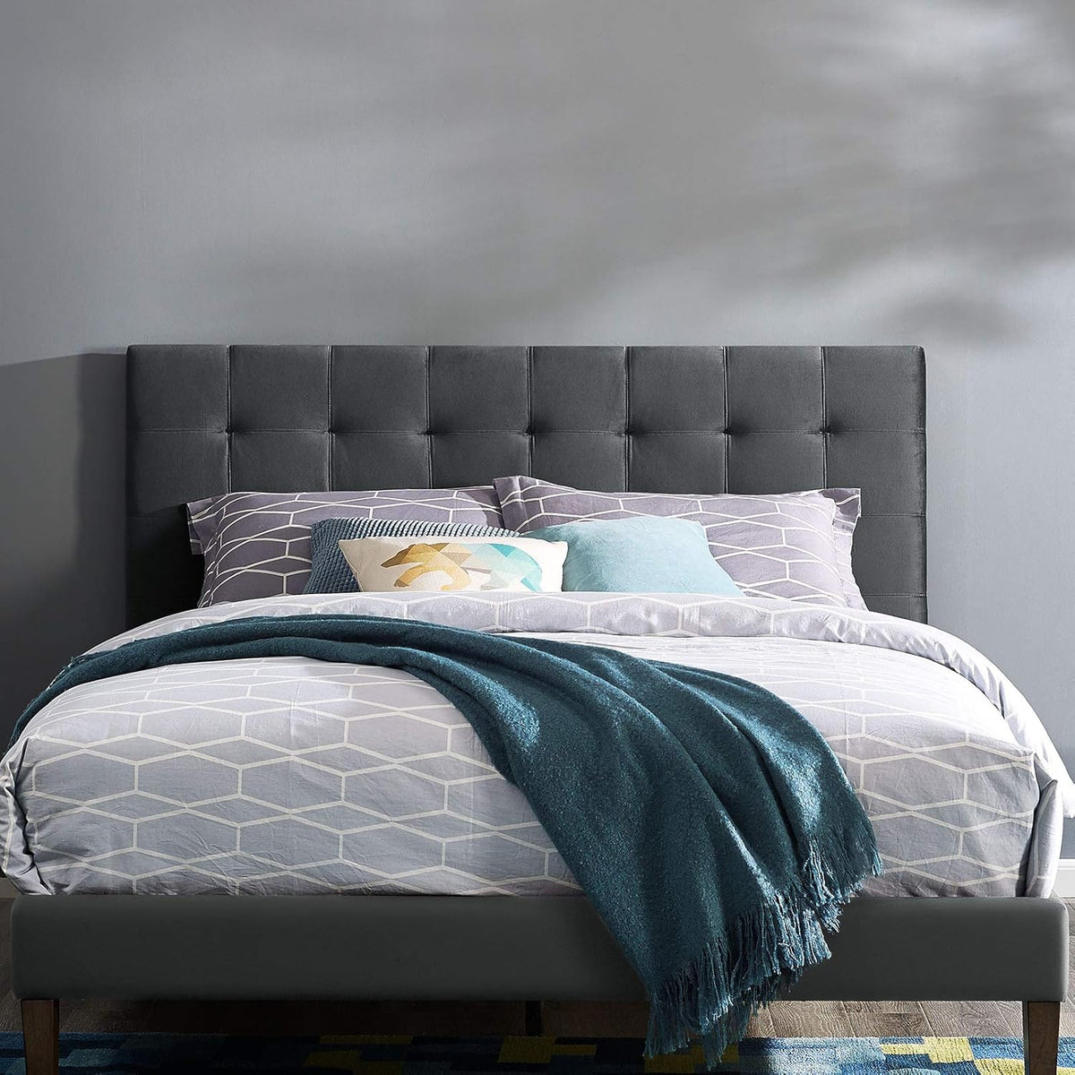 Paisley Upholstered Biscuit Tufted Performance Velvet Full / Queen Headboard Size in Gray