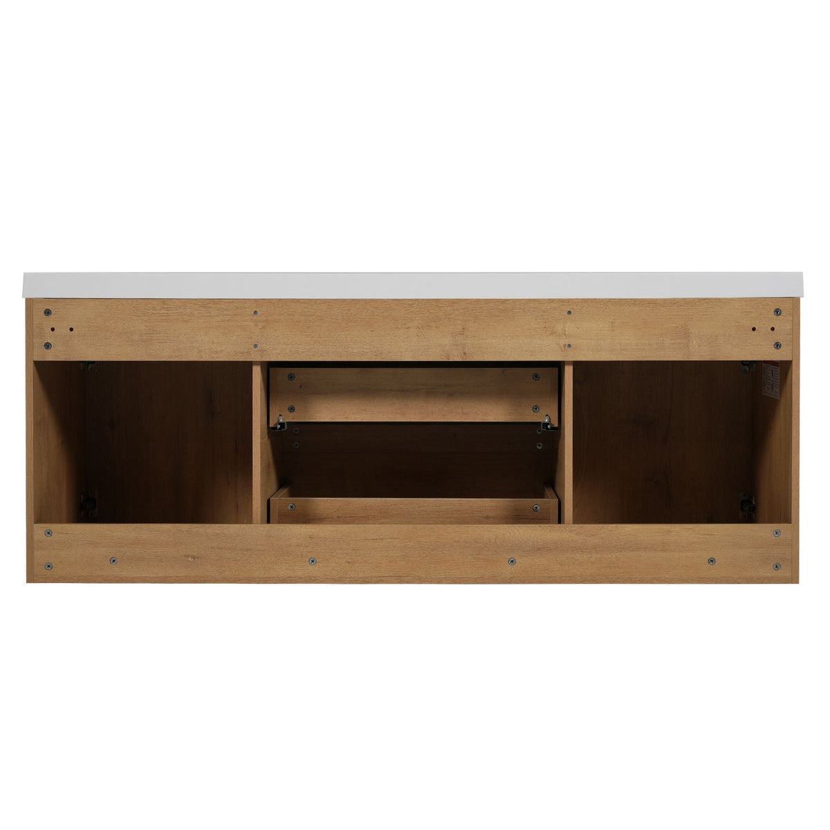Double Sink Bathroom Vanity, Cabinet & Soft Close Doors, Divided Drawers, Wall Mounted Storage - Wood