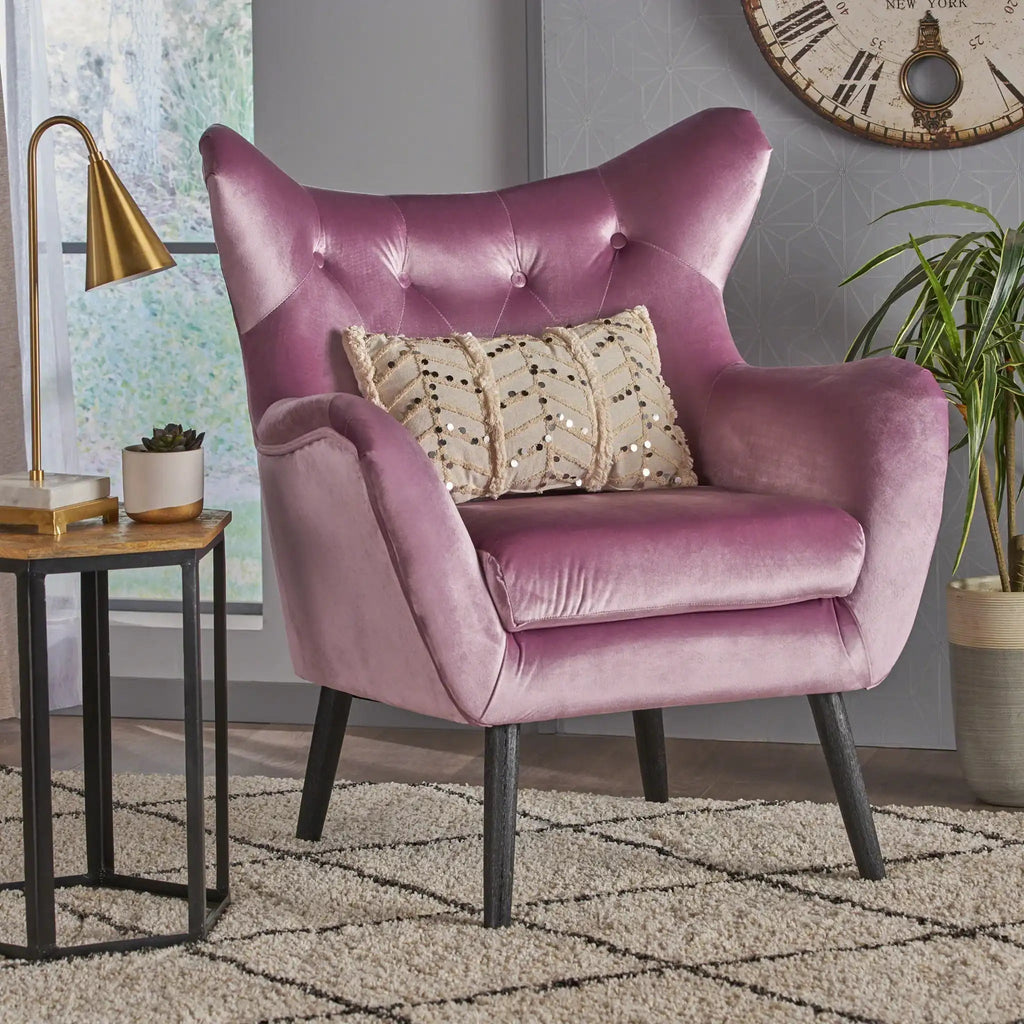 Alyssa Mid Century Upholstered Arm Chair With Wingback Design