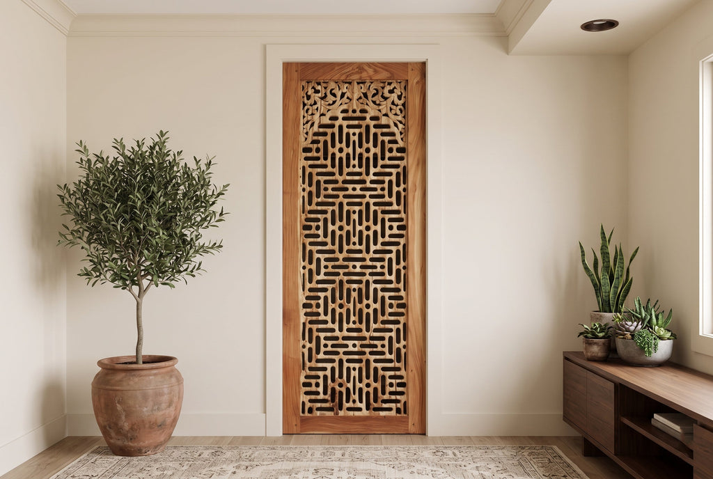 Bleached Reclaimed Wood Lattice Portal Door