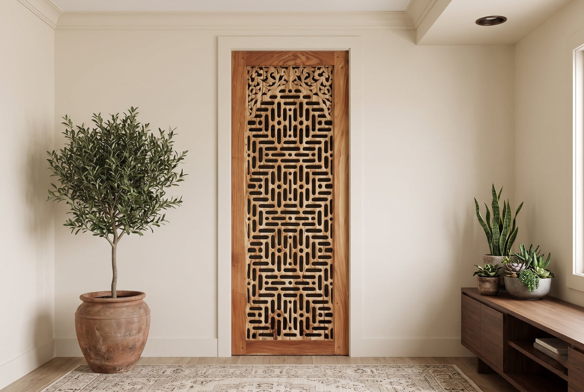 Bleached Reclaimed Wood Lattice Portal Door
