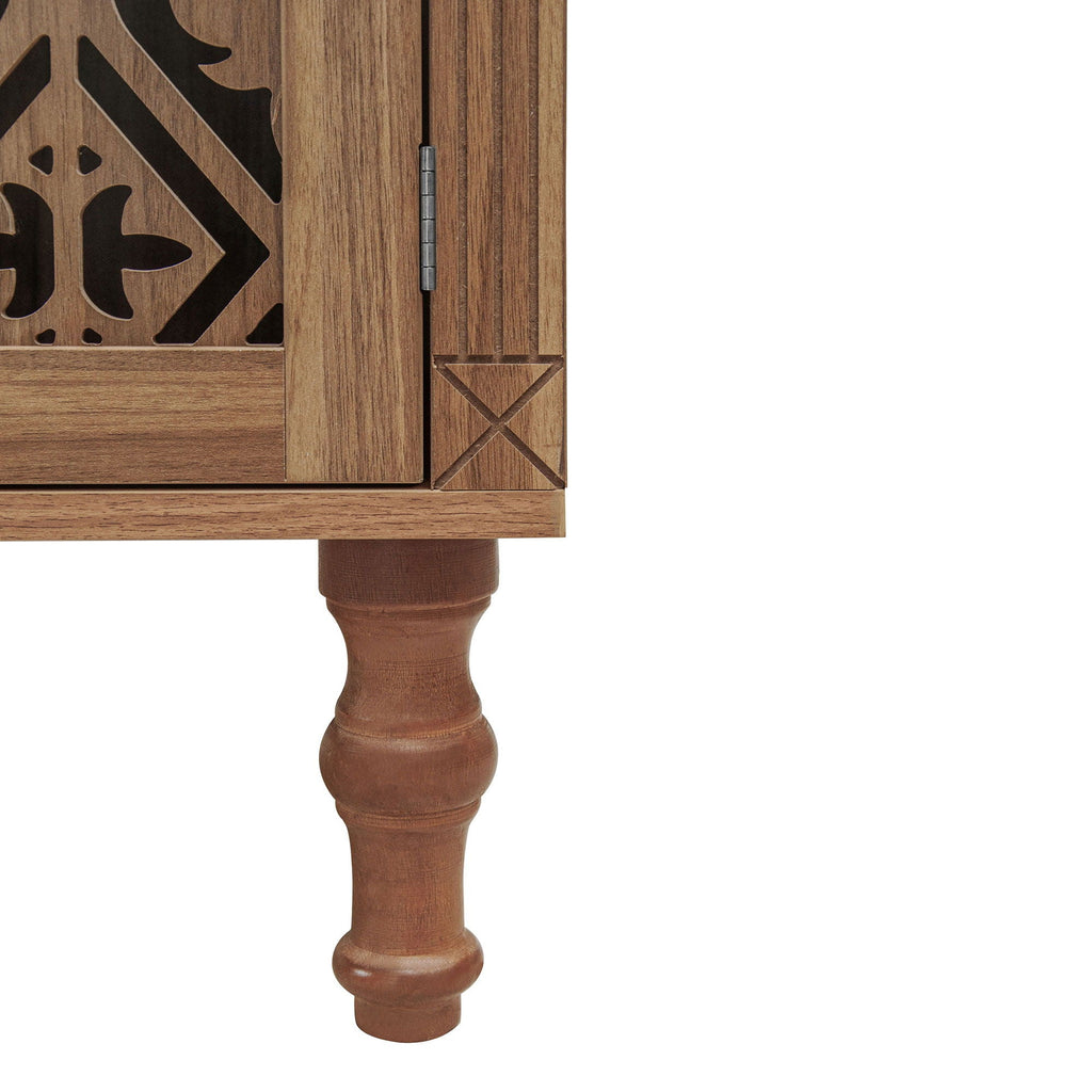 Tall Kitchen Pantry Cabinet With Hollow Carved Doors Adjustable Shelves Versatile Storage Cabinet For Kitchen - Walnut