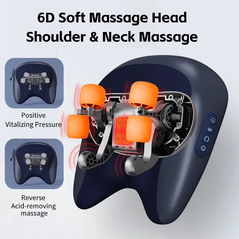 Neck Shoulder Massage Pillow Wireless Electric Car And Home Massager Heating Waist Neck Leg Cervical Shiatsu Kneading Massagers