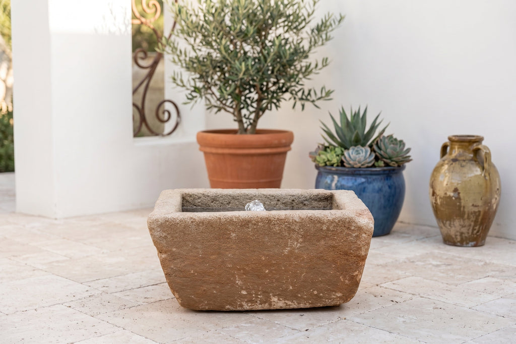 Antique Carved Sandstone Rustic Zen Fountain