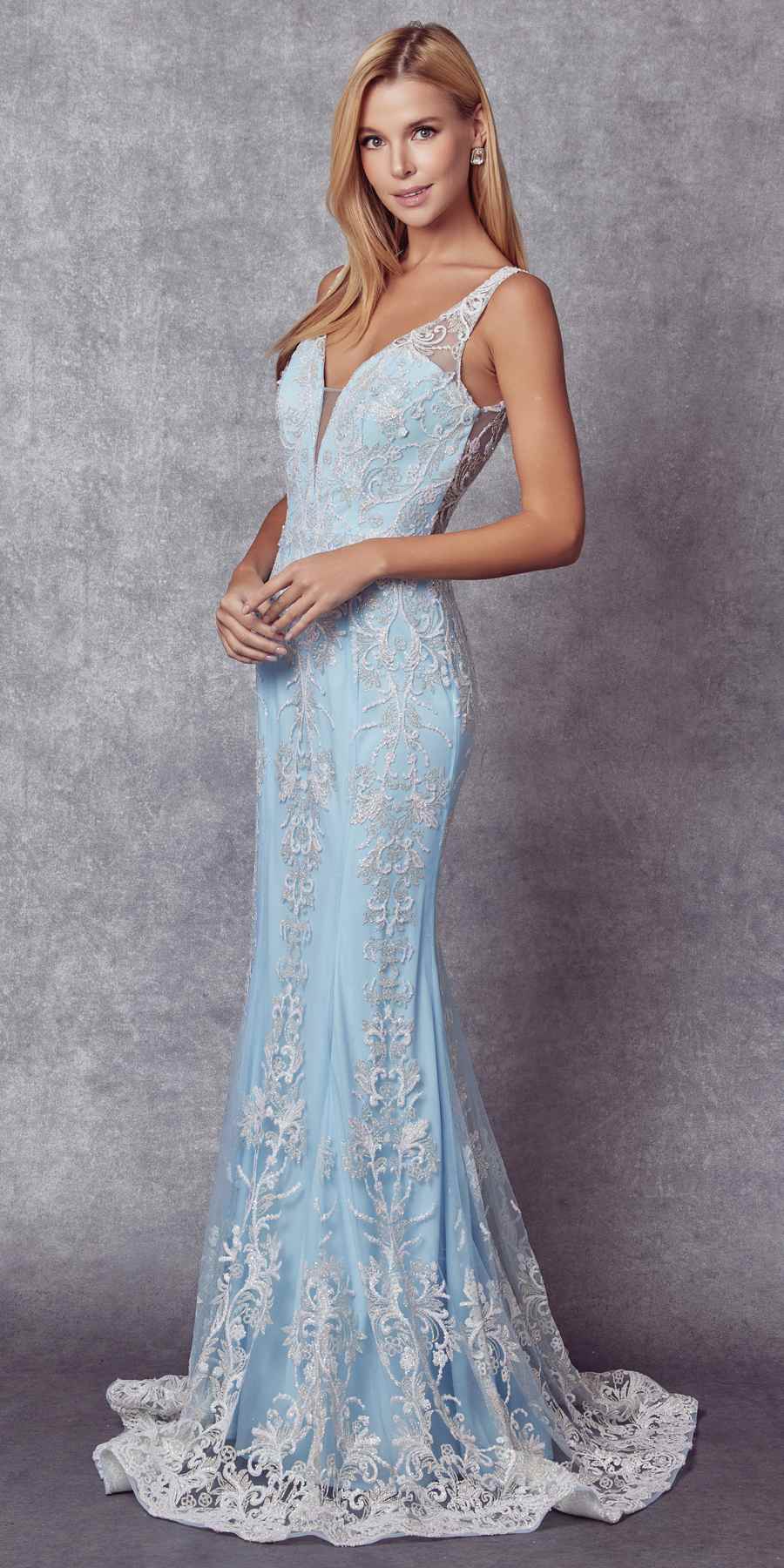 Juliet 277 Fancy Glitter Design Tulle Mermaid Dress