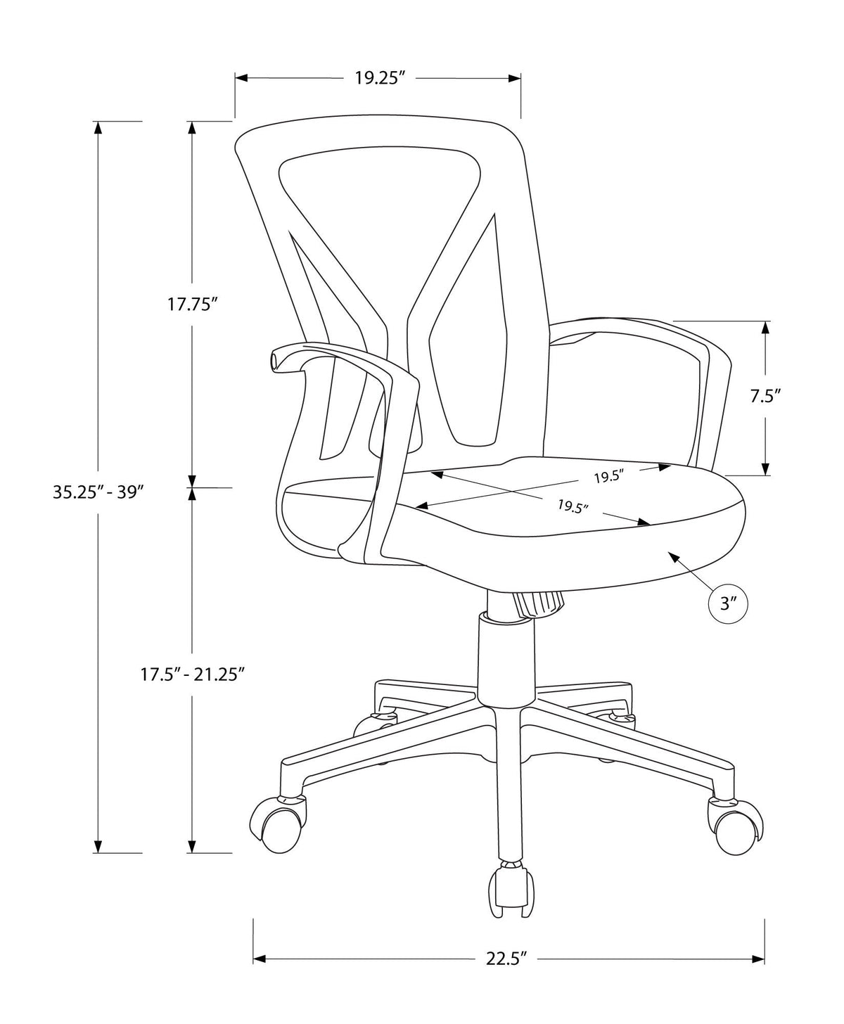 Office Chair Adjustable Height Swivel Ergonomic Mesh Contemporary & Modern