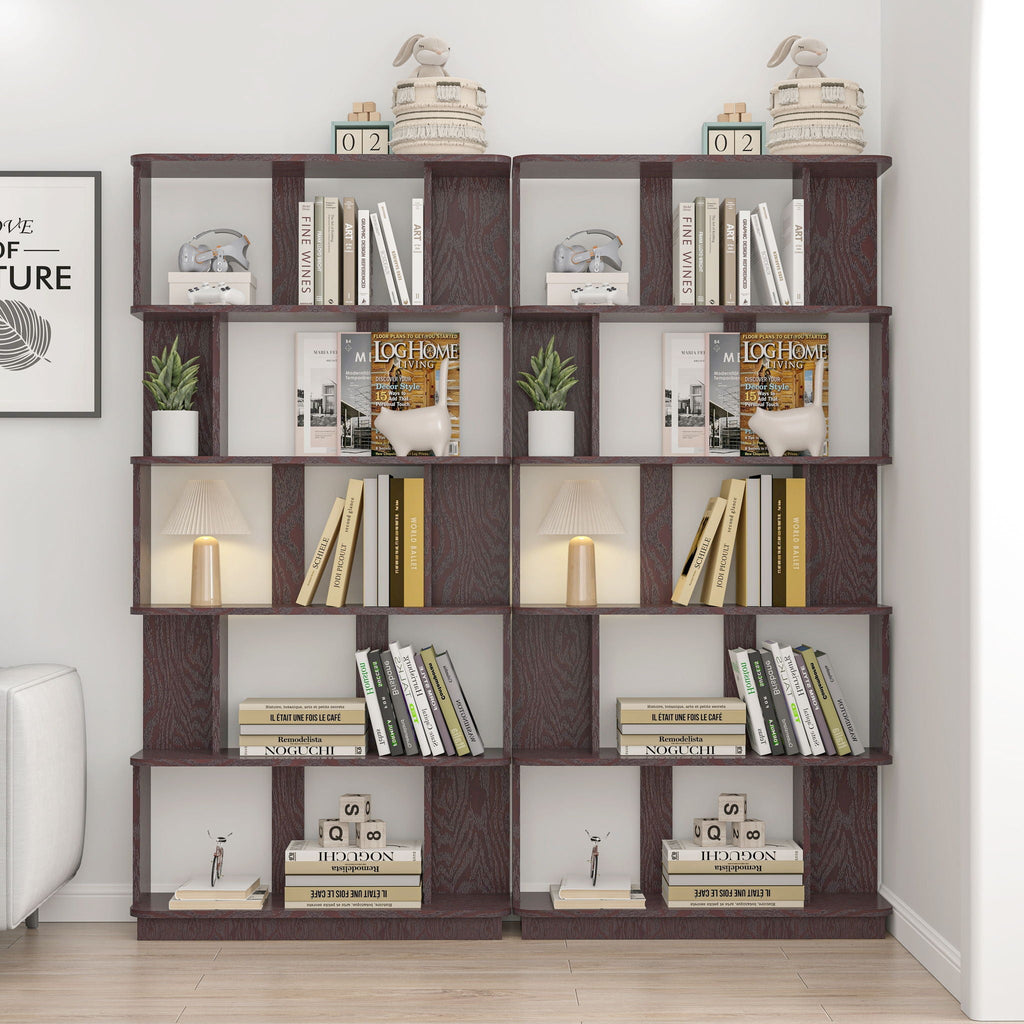 Modern 5 Tier Open Storage Bookcase