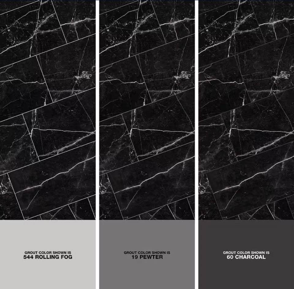 Open Box Corso italia Impero Black 3 in. x 12 in. Marble Look Porcelain Floor and Wall Tile (3.39 sq. ft. /Case)