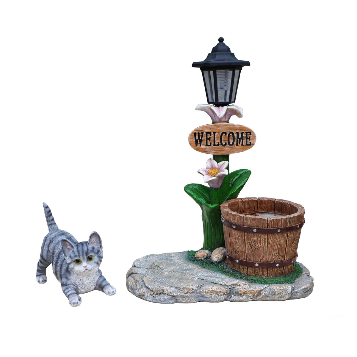 Lying Cat Solar Planter Garden Decor