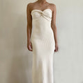 Women's Off-Shoulder Wrap Knit Dress – Irregular Hem Long Dress