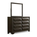 Dresser With Mirror Beveled Bracket Feet Handles 8 Drawers - Espresso