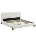 Elegant Boucle Upholstered Bed With Solid Wood Legs