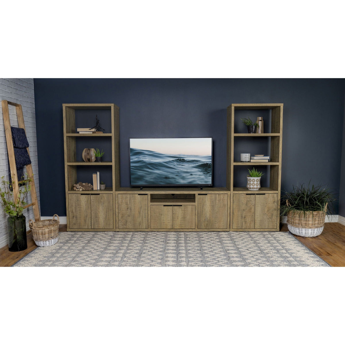 Noriega - 3 Piece TV Entertainment Center, Open & Concealed Storage - Wood