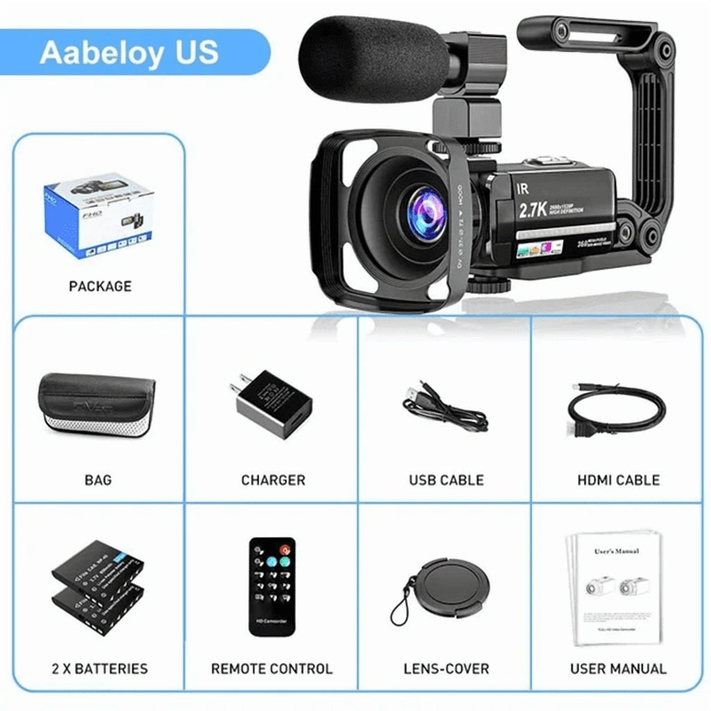 Videocámara 4K Para Youtube Vlogging Cámara Digital IPS 48MP 16X Zoom Digital Grabadora