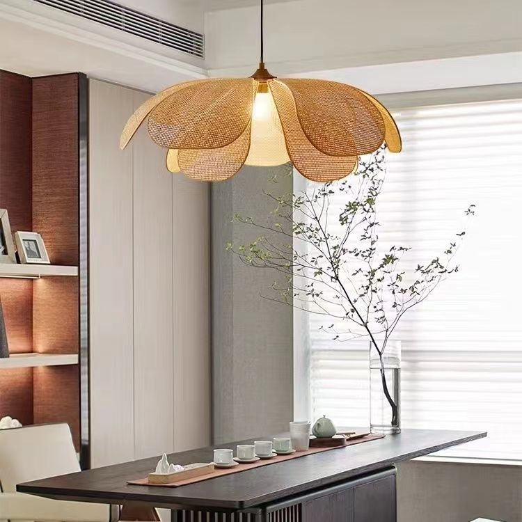 Handmade Bamboo Rattan Japanese Petal Ceiling Lamp