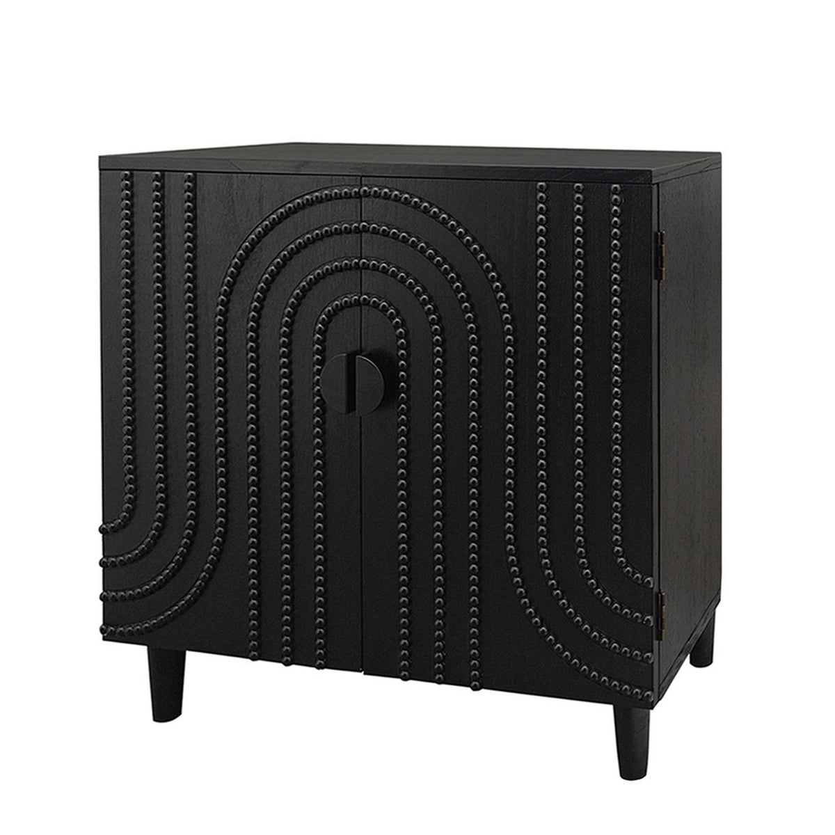 Modern Black Wood Storage Cabinet with Decorative Door
