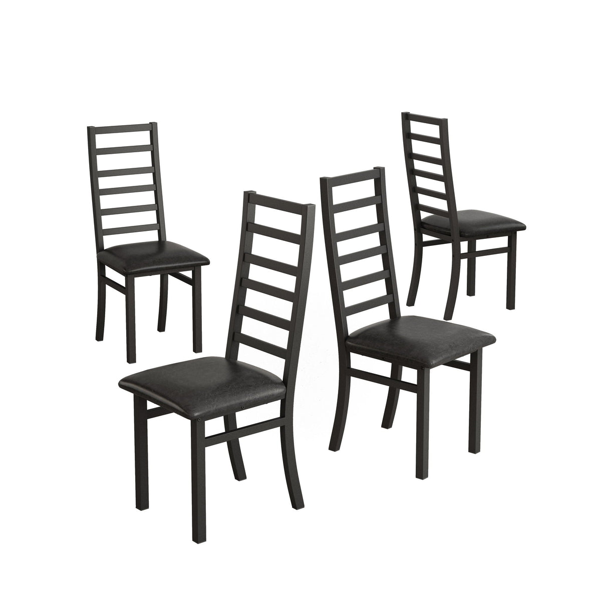 Rectangular Stretch Dining Table With 4 Chairs - Black / Gray