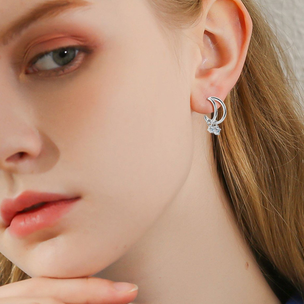 Platinum-Plated Pure Sterling Silver Sparkala™ C-Hoop Earrings