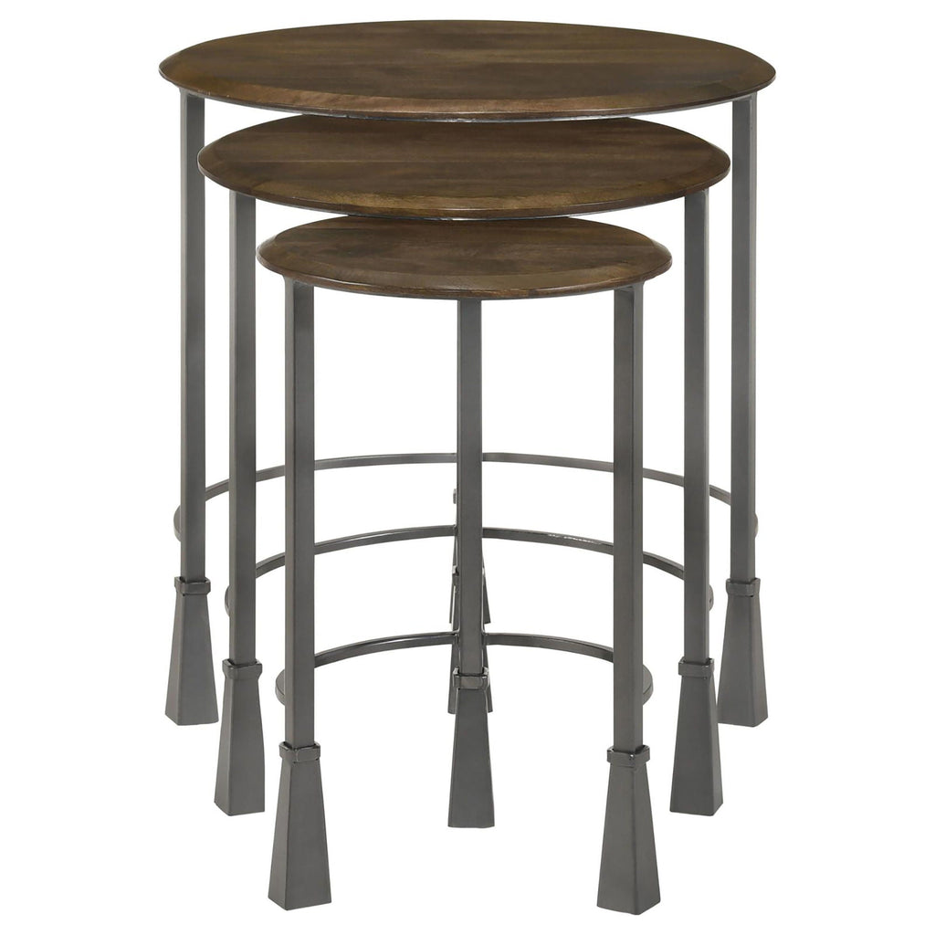 3 Piece Nesting Table Set - Brown