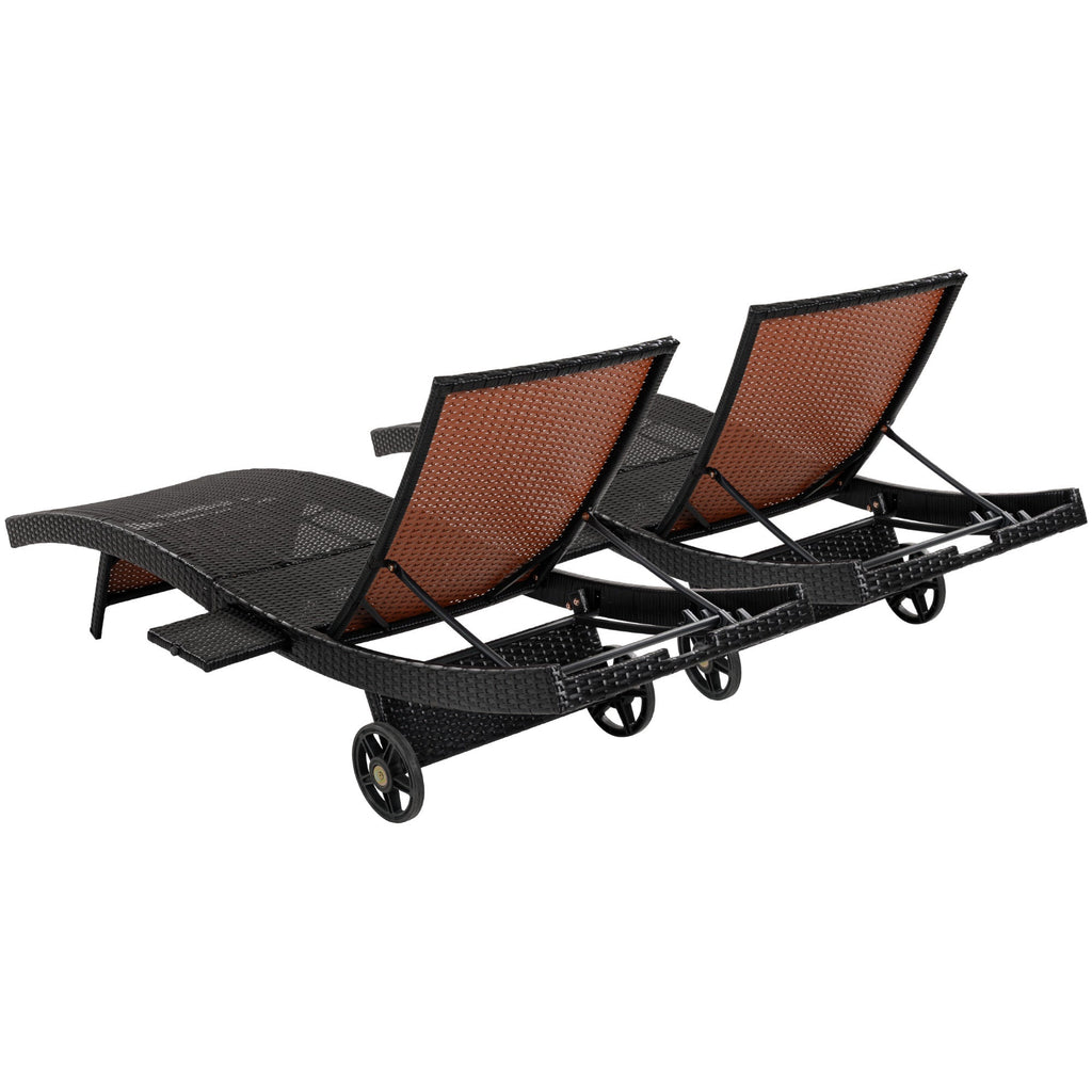 K&K 80'' Patio Wicker Chaise Lounge Chairs Set of 2