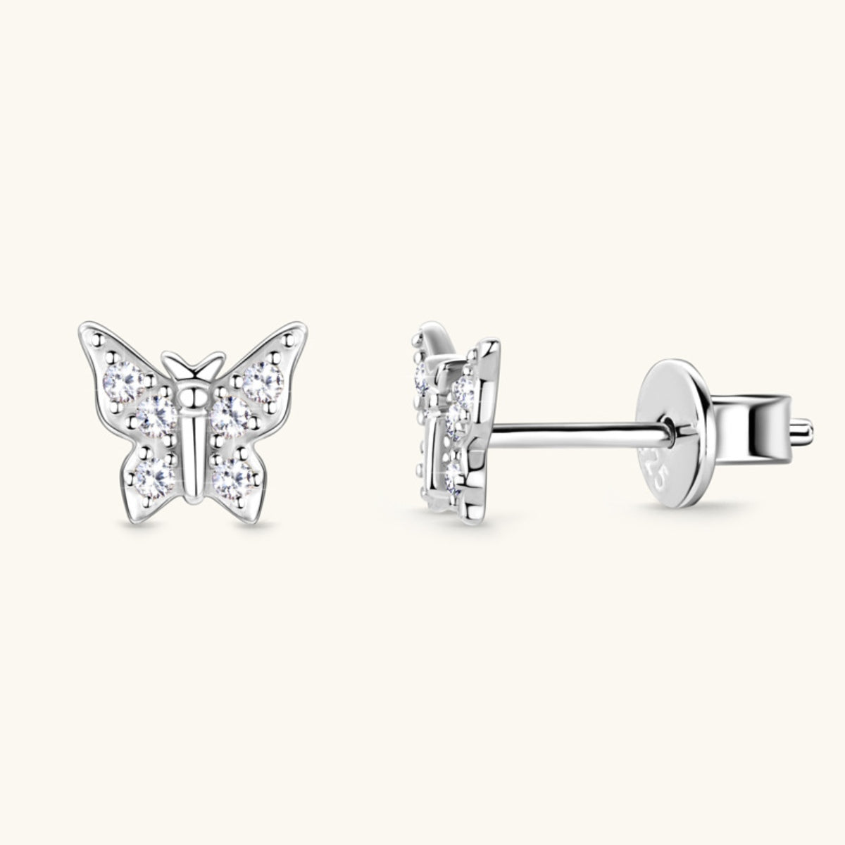 Sparkala™ Pure Sterling Silver Butterfly Stud Earrings