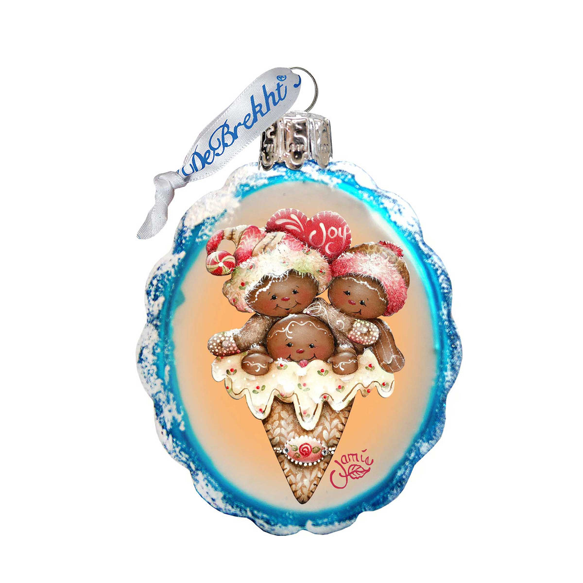 Joy Cone Babies Mercury Glass Ornament by Jamie Mills-Price - Christmas Santa Snowman Decor - 778208-7512