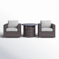 Rattan Patio Set With Comfortable Cushions And Fire Pit