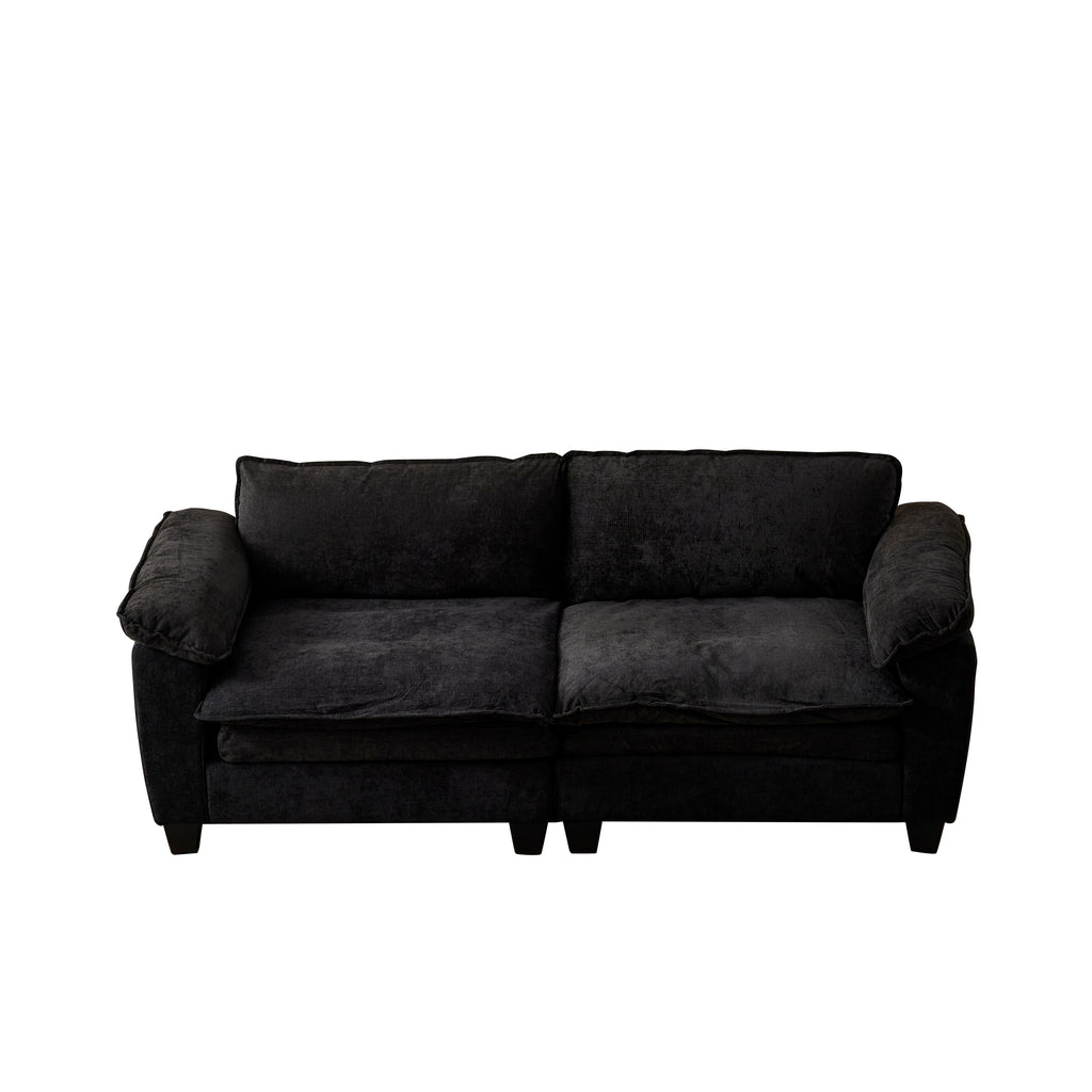 Living Room Furniture Big Loveseat Luxury Couch with Soft Chenille Upholstered Sofa Black